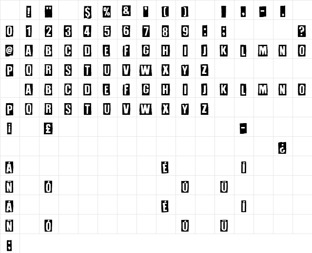 White On Black Regular Character Map White On Black Regular Character Map
