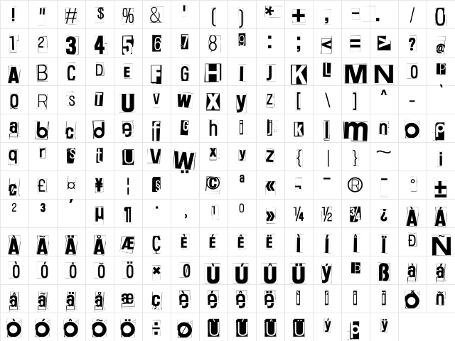 White Square Red Yes Black Eight Zero Zero Regular Character Map