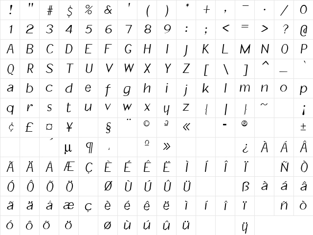 White Summer 2 Regular Character Map White Summer 2 Regular Character Map