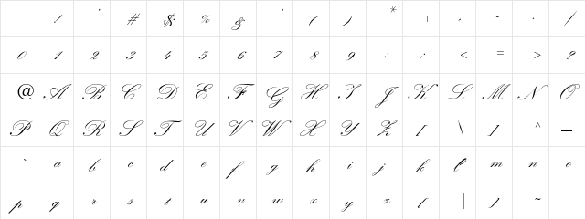KuenstlerScript TwoBold Character Map