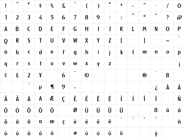 Berkeley Regular Character Map Berkeley Regular Character Map
