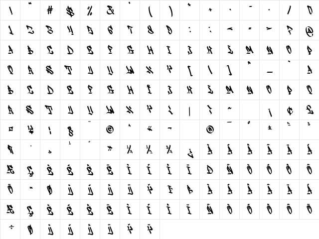 Wildside Regular Character Map