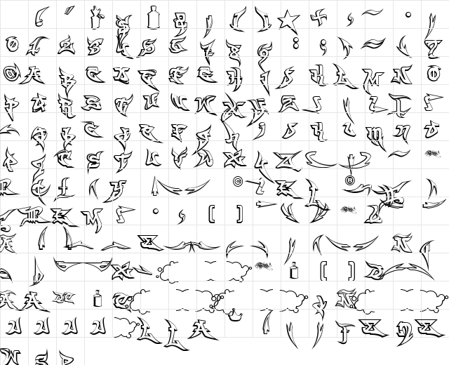 WildStyle-Outline Regular Character Map