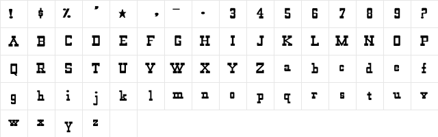 WildWest-Normal Bold Regular Character Map