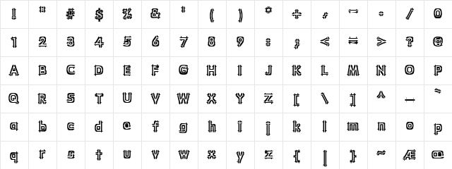 Wincing BRK Regular Character Map