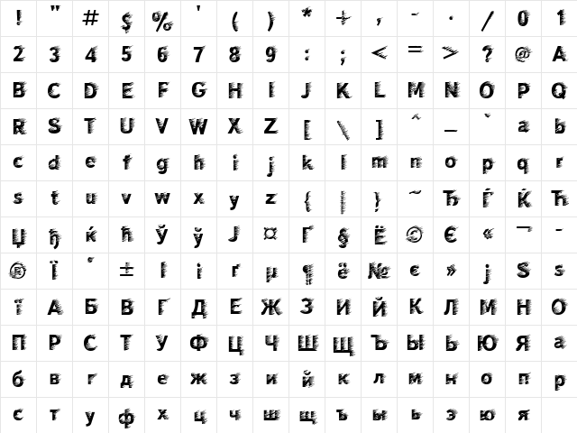 WindC Regular Character Map