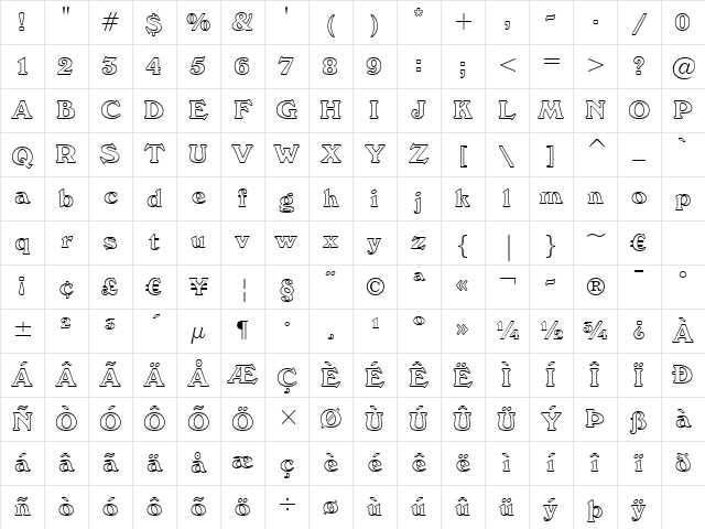 Windsor Oul BT Regular Character Map