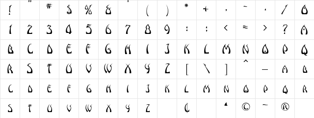 Windswept MF Regular Character Map