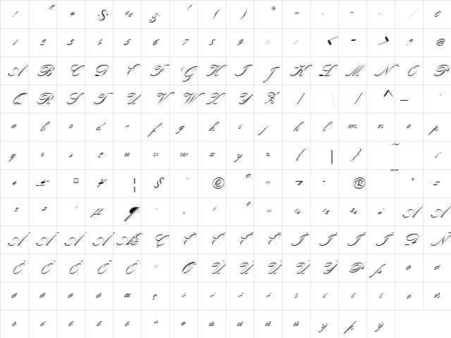 KunstlerschreibschDMed Regular Character Map