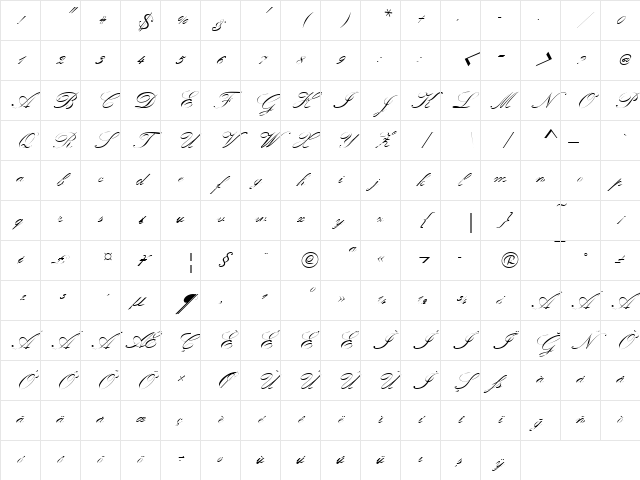 KunstlerschreibschDMed Regular Character Map