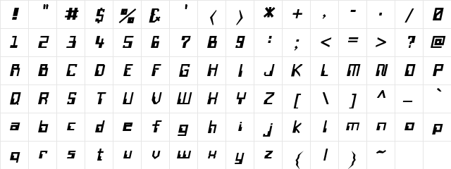 WireTransferSSK BoldItalic Character Map
