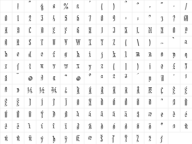Berlin Email Serif Shadow Regular Character Map Berlin Email Serif Shadow Regular Character Map