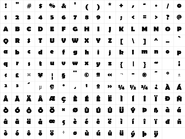 Berlin Sans FB Bold Character Map