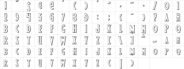 Wolf's Bane Bold Shadow Bold Shadow Character Map