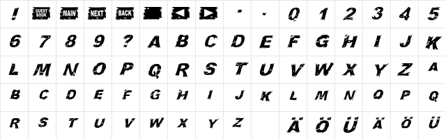 WoodCut Italic Character Map WoodCut Italic Character Map