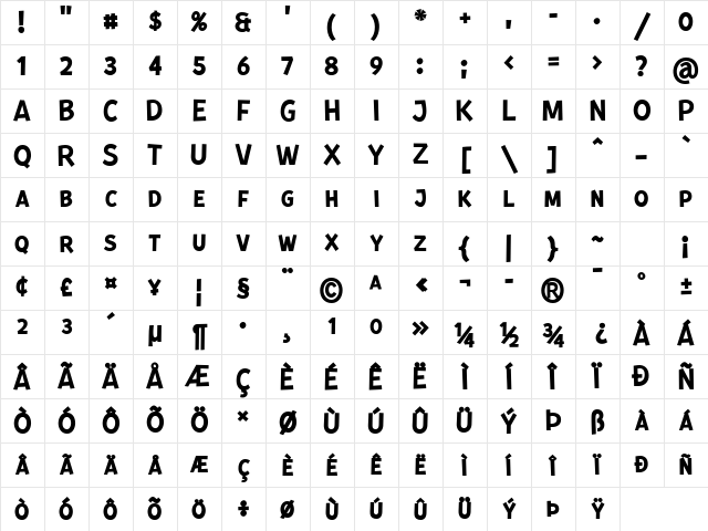 Kurri Island Caps Med Regular Character Map