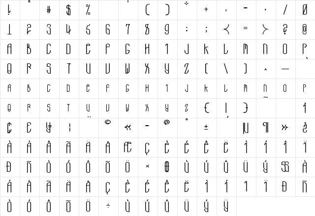 Wooder Plain Character Map
