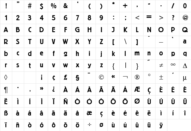 BerlinGrotesk Bold Character Map