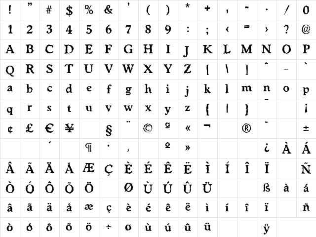 WorcesterRandom Bold Character Map WorcesterRandom Bold Character Map