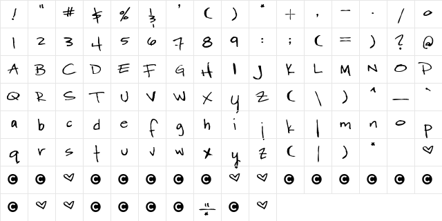 WordyDivaBeta Regular Character Map WordyDivaBeta Regular Character Map