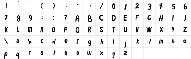 Worm Regular Character Map