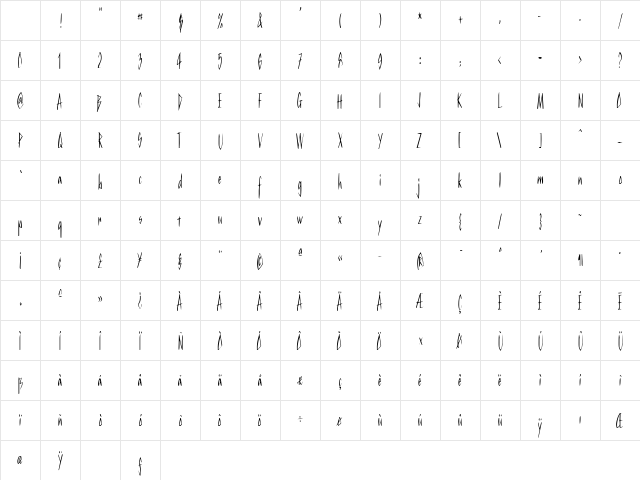 KurtzCondensed Regular Character Map KurtzCondensed Regular Character Map