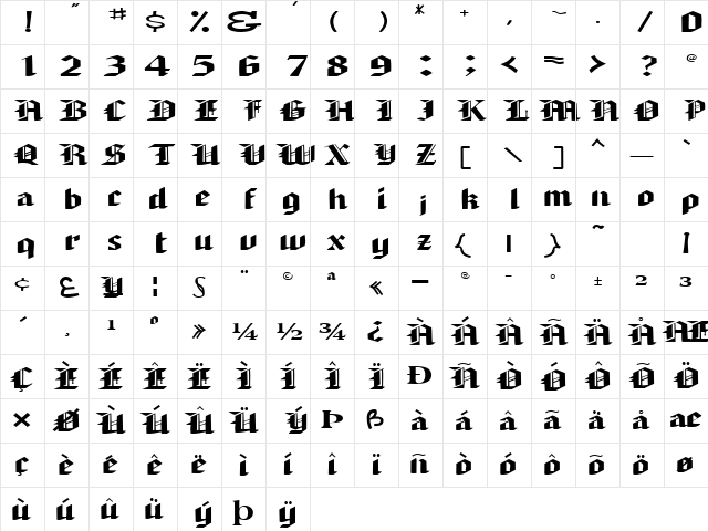 ArmedaExpandedSSK Bold Character Map