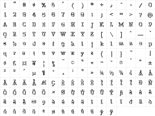 WyomingPastadShadowed Regular Character Map