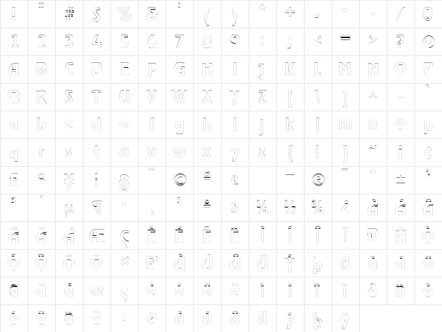 XanadauOutline Regular Character Map