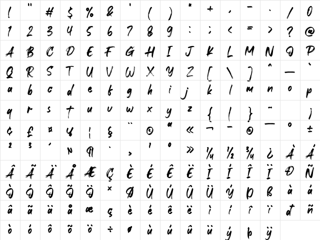 Xantorid Regular Character Map