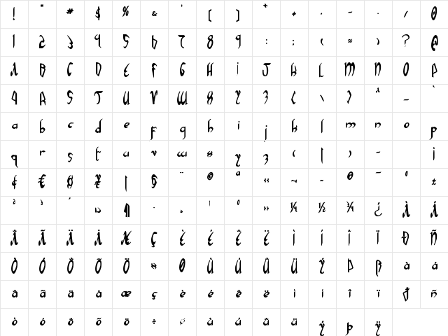 Xaphan Bold Bold Character Map