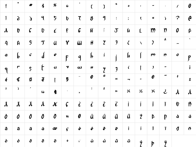 Xaphan II Bold Bold Character Map