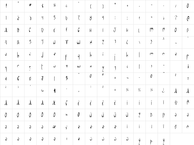 Xaphan II Condensed Condensed Character Map