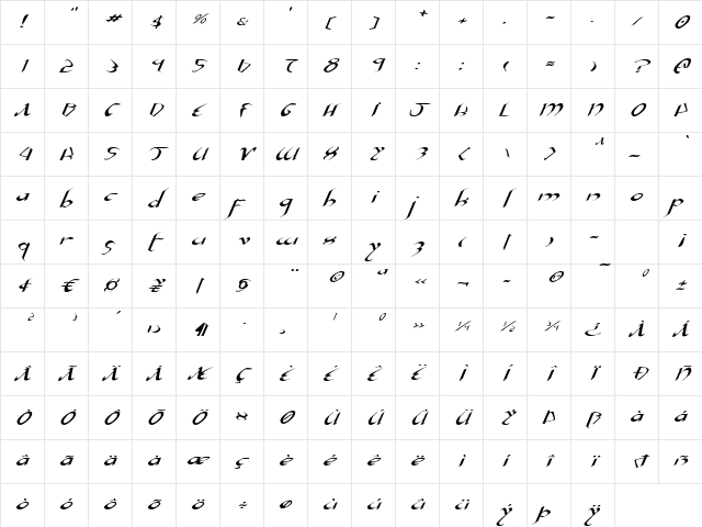Xaphan II Expanded Italic Expanded Italic Character Map Xaphan II Expanded Italic Expanded Italic Character Map