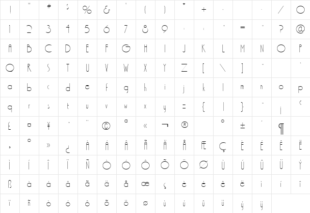 XctasySansRR Light Regular Character Map