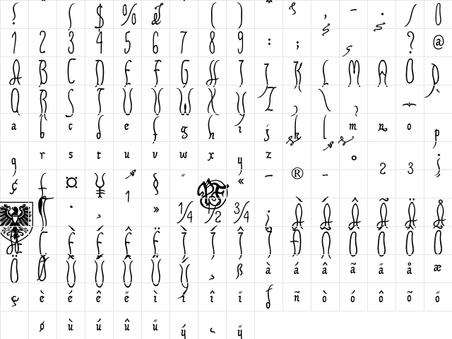 XIPAROS Regular Character Map