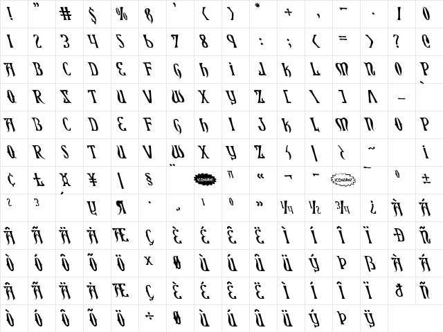 Xiphos Leftalic Leftalic Character Map