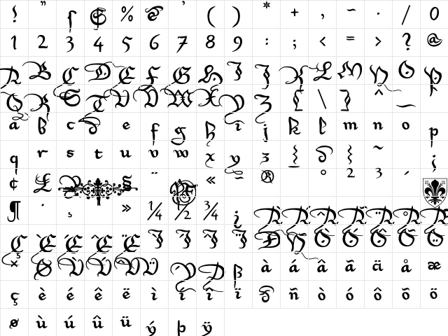 Xirwena Regular Character Map
