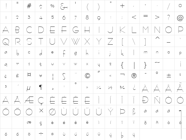 Bernhard-Fashion HU Normal Character Map Bernhard-Fashion HU Normal Character Map