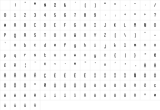 XLMonoAlt Regular Character Map XLMonoAlt Regular Character Map