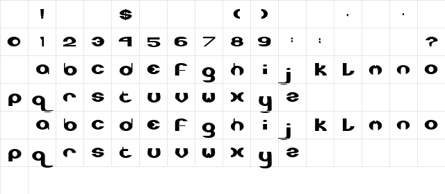 XLR8 Regular Character Map