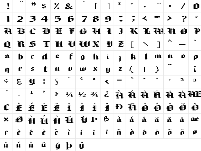 ArmedaSSK Bold Character Map ArmedaSSK Bold Character Map