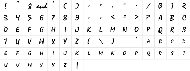 Xoxoxa Regular Character Map