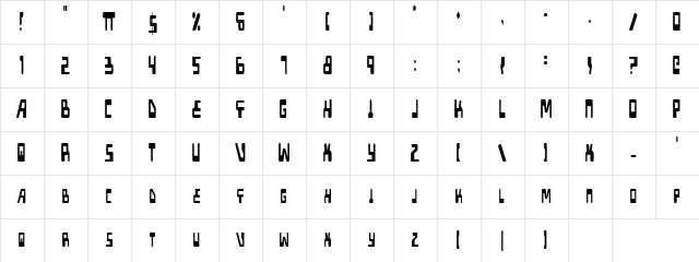 XPED Condensed Condensed Character Map