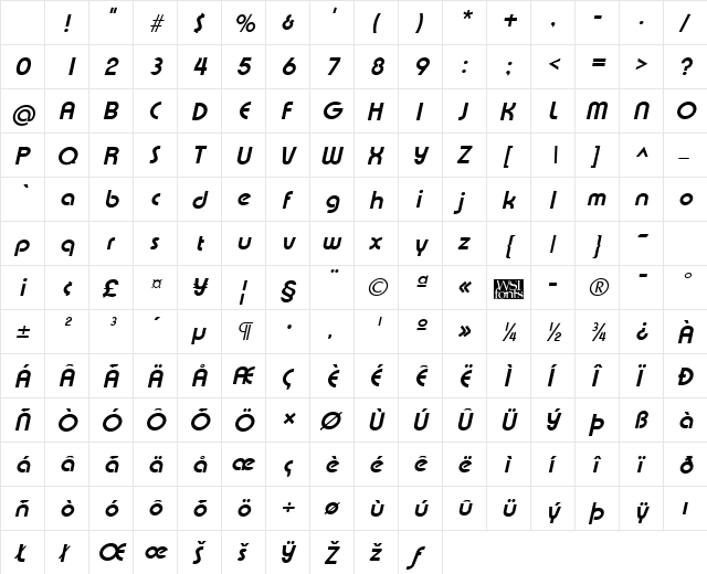 Xpressive Bold Italic Character Map Xpressive Bold Italic Character Map