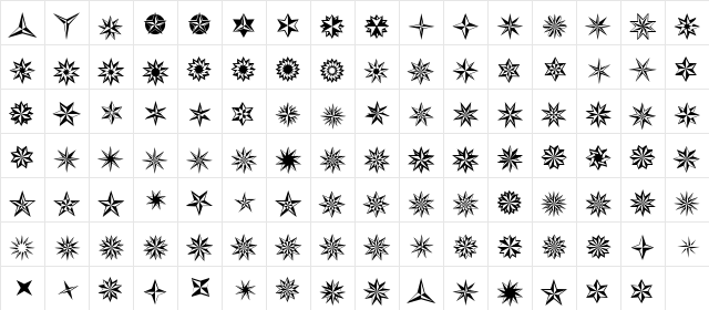 XStarsAndStripesTwo Regular Character Map