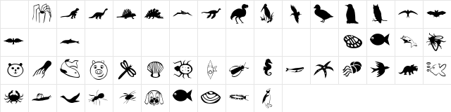 Carr Animal Dingbats Regular Character Map