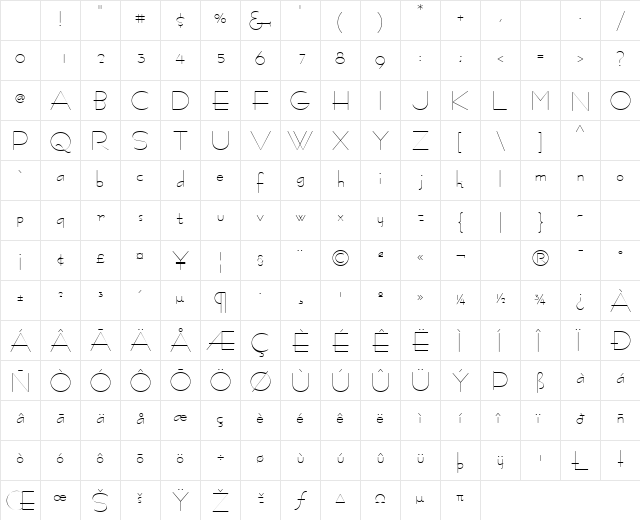 Bernhard Fashion ICG Regular Character Map
