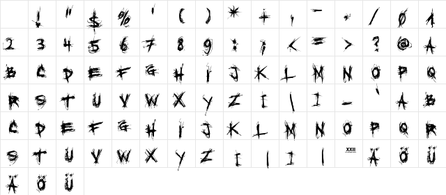 XXII SCRATCH Regular Character Map