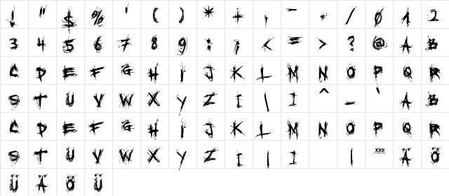 XXII SCRATCH Regular Character Map XXII SCRATCH Regular Character Map